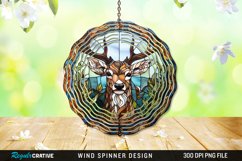 Stained Glass Deer Wind Spinner Sublimation Design PNG Product Image 1