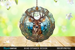 Stained Glass Deer Wind Spinner Sublimation Design PNG Product Image 1