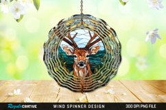 Stained Glass Deer Wind Spinner Sublimation Design PNG Product Image 1