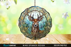 Stained Glass Deer Wind Spinner Sublimation Design PNG Product Image 1