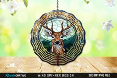 Stained Glass Deer Wind Spinner Sublimation Design PNG Product Image 1