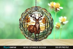 Stained Glass Deer Wind Spinner Sublimation Design PNG Product Image 1