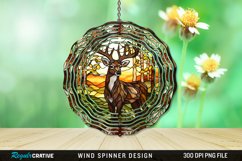 Stained Glass Deer Wind Spinner Sublimation Design PNG Product Image 1