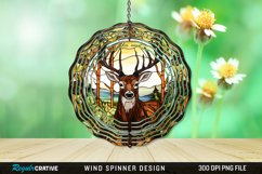 Stained Glass Deer Wind Spinner Sublimation Design PNG Product Image 1