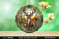 Stained Glass Deer Wind Spinner Sublimation Design PNG Product Image 1