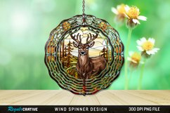 Stained Glass Deer Wind Spinner Sublimation Design PNG Product Image 1