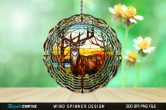 Stained Glass Deer Wind Spinner Sublimation Design PNG Product Image 1