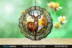 Stained Glass Deer Wind Spinner Sublimation Design PNG Product Image 1