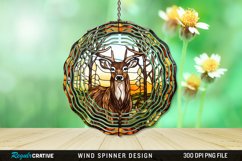 Stained Glass Deer Wind Spinner Sublimation Design PNG Product Image 1
