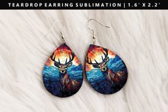 Deer Teardrop Earring Sublimation PNG Design Product Image 1