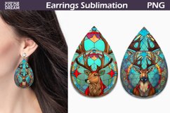 Stained Glass Deer Earrings | Deer Teardrop Earrings Product Image 1