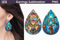 Stained Glass Teardrop Earrings | Deer Earrings Product Image 1