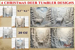 3d christmas tumbler / 3d Deer tumbler / deer forest Product Image 1