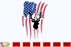 Deer Head SVG | Deer SVG | Deer USA SVG | USA Flag SVG | PNG Product Image 1