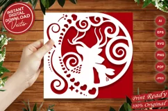 Papercut Christmas Deer Mother and Baby Card Cover Template Product Image 3