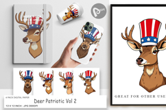 Digital Paper Deer Patriotic Product Image 1
