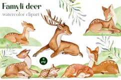 Deer watercolor clipart. Mom and baby. Forest animals Product Image 1