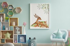 Deer watercolor clipart. Mom and baby. Forest animals Product Image 2