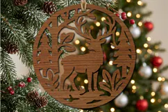 Deer Winter Christmas Ornament SVG, Holiday Laser Cut File Product Image 2