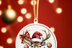 Christmas Deer Ornament, Sublimation PNG Digital Download Product Image 3