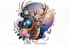 Deer with Flowers PNG Sublimation Product Image 1