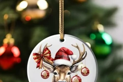 Christmas Deer Ornament, Sublimation PNG Digital Download Product Image 5