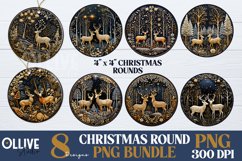 Christmas Deer Embroidery Art Ornaments Bundle PNG Product Image 1