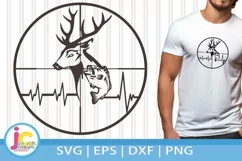 Gun Sights Deer Fish Svg | Heartbeat Fishing Hunting Svg Product Image 1