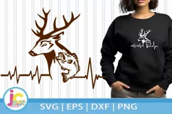 Deer Fish Svg | Heartbeat Fishing Hunting Svg Product Image 1