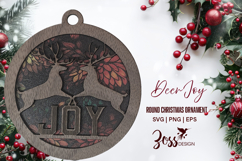 Deer Joy Christmas Ornament laser cut Design Product Image 3