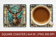 Stained Glass Deer | Square Coaster Sublimation Design Product Image 1