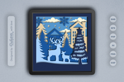 Deers at Winter Village Layered Papercut Product Image 1