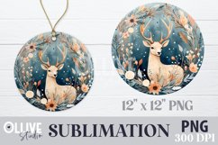 Whimsical Deer Sublimation Winter Round PNG Product Image 1