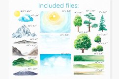 Watercolor landscape clipart, PNG sublimation designs Product Image 2