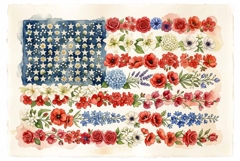 American flag made of flowers design Product Image 1