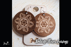 Delicate Floral Wood Laser-Engraved Earring Laser cut file Product Image 1