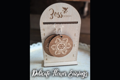 Delicate Floral Wood Laser-Engraved Earring Laser cut file Product Image 3