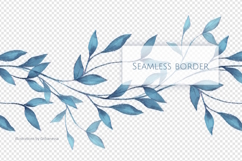 Delicate Blue Leaf Seamless Border PNG Product Image 2