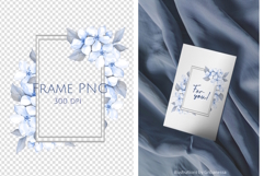 Delicate Blue Floral Frame PNG Product Image 1