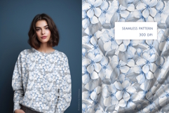 Delicate Blue Floral Seamless Pattern Product Image 1