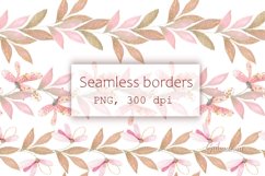 Pink seamless borders | Floral garlands clipart PNG Product Image 1