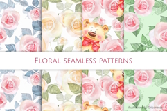 Hand-Drawn Watercolor Rose Seamless Pattern Set Product Image 1