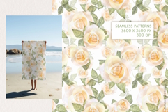 Hand-Drawn Watercolor Rose Seamless Pattern Set Product Image 4