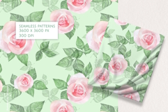 Hand-Drawn Watercolor Rose Seamless Pattern Set Product Image 3