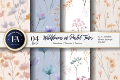 Soft Watercolor Wildflowers in Gentle Pastel Digital Paper Product Image 1