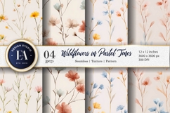 Hand-Painted Pastel Wildflower Seamless Digital Paper Product Image 1