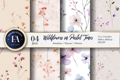 Wildflowers in Pastel Shades Watercolor Design Digital Paper Product Image 1
