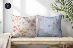 Soft Watercolor Wildflowers in Gentle Pastel Digital Paper Product Image 2