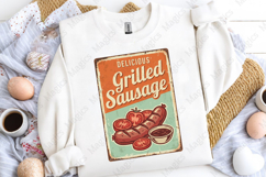 Delicious Grilled Sausage Vintage Sign PNG Product Image 5