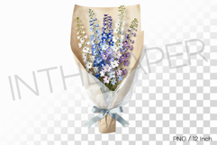 Beautiful Tall Blue Delphinium Bouquet PNG Flower Clipart Product Image 1